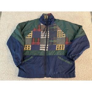 Vtg Kaos Sport Jacket Medium M 80s 90s Colorblock Plaid Patchwork Windbreaker